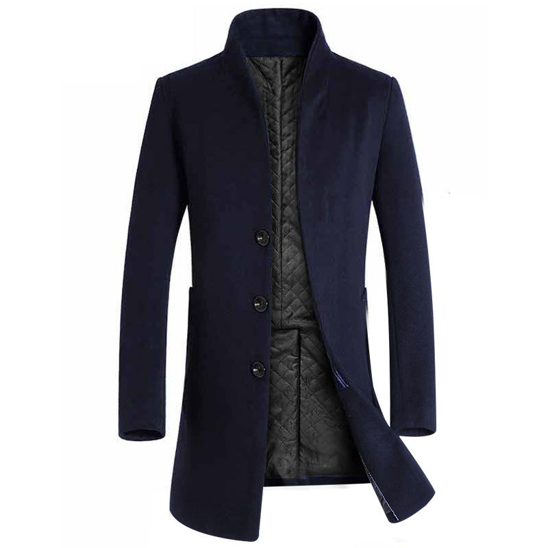 Men's mid-length woolen trench coat - WOMONA.COM