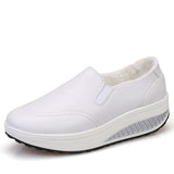 Leather White Shoes Women - WOMONA.COM