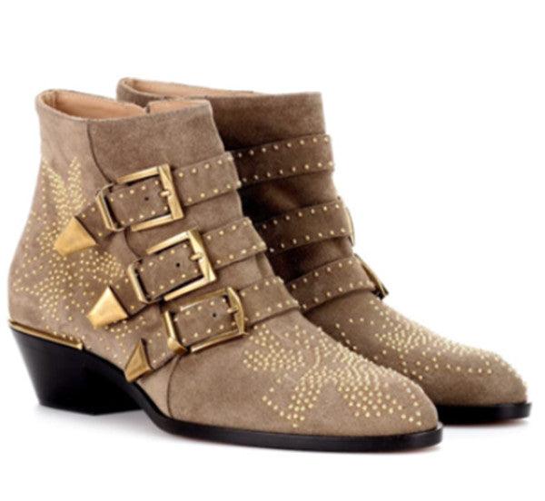 studded plus size short boots - WOMONA.COM