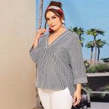 Plus size striped T-shirt - WOMONA.COM