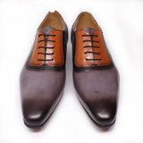 Men's Color Blocking Formal Leather Shoes - WOMONA.COM