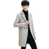 Slim-fit woolen men's trench coat - WOMONA.COM