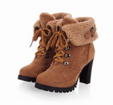 High-heeled scrub short boots - WOMONA.COM