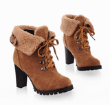 High-heeled scrub short boots - WOMONA.COM