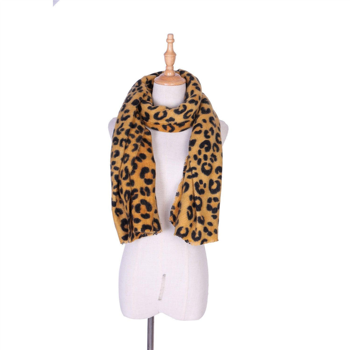 Leopard-print cashmere women’s scarf shawl in tan and black
