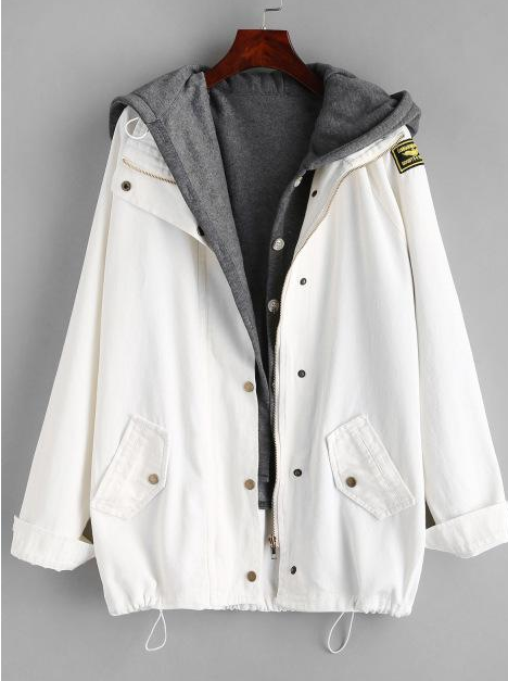 Two-piece denim hooded jacket - WOMONA.COM