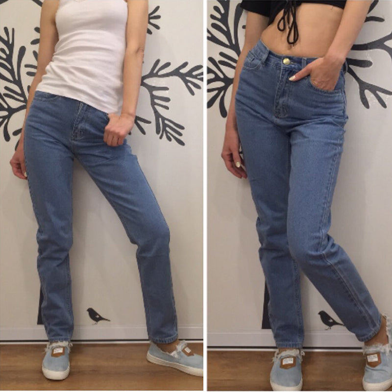 High Waist Plus Size Boyfriend Jeans for Women mom jeans - WOMONA.COM