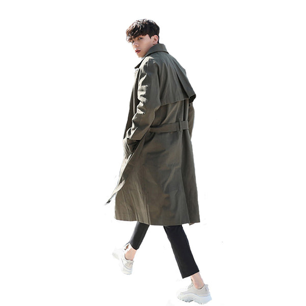 solid color lapel trench coat - WOMONA.COM