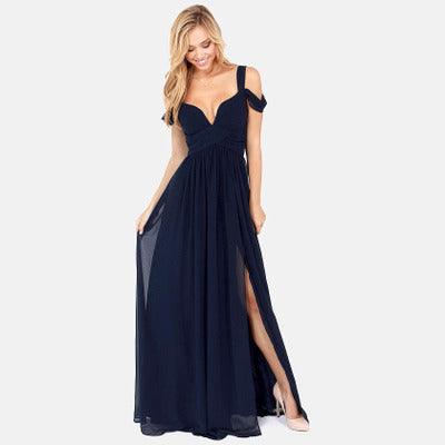 Elegant Greek Style Chiffon Pleated Dress - WOMONA.COM