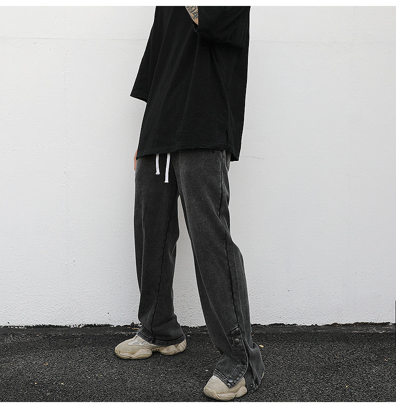 Slit loose terry sweatpants - WOMONA.COM