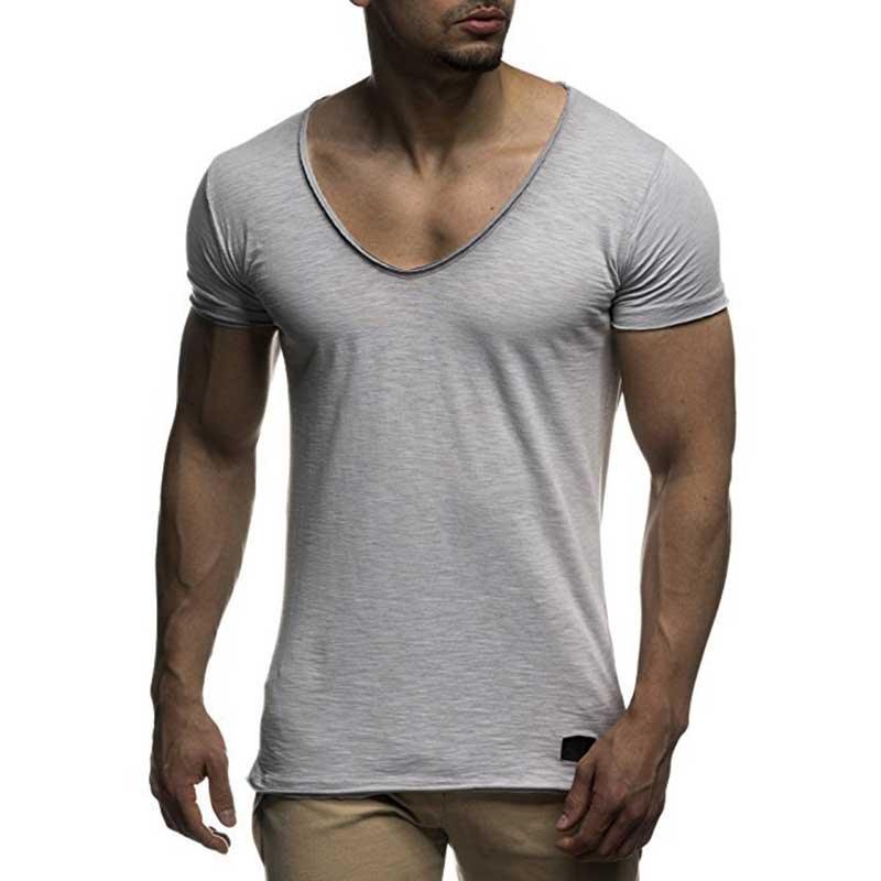 V Neck Short Sleeve Men t Shirt - WOMONA.COM