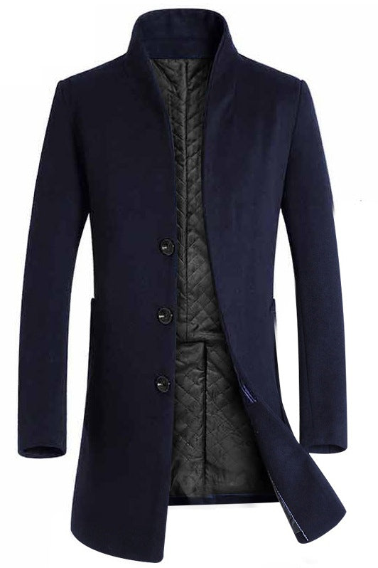 Men's mid-length woolen trench coat - WOMONA.COM