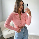 Lapel Slim Sweater Jacket - WOMONA.COM