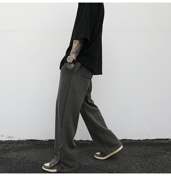 Slit loose terry sweatpants - WOMONA.COM