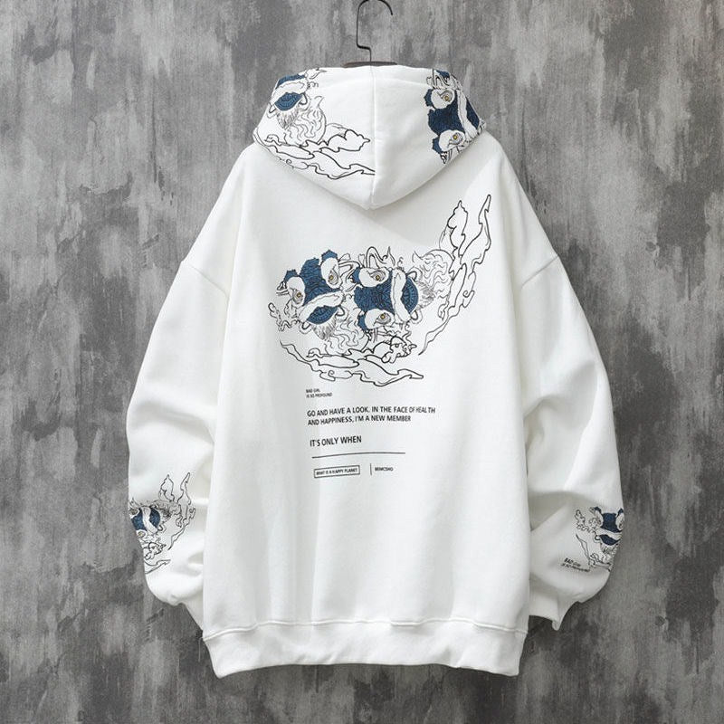 Dance Print Hooded Sweater Men - WOMONA.COM