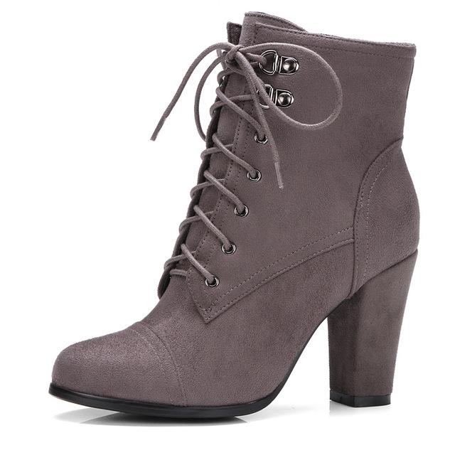 Heel Suede Ankle Booties - WOMONA.COM