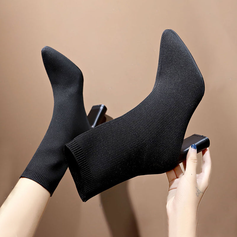 Yarn Pointed High Heels - WOMONA.COM