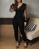 Mesh Gilded Jumpsuit - WOMONA.COM