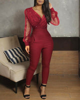 Mesh Gilded Jumpsuit - WOMONA.COM