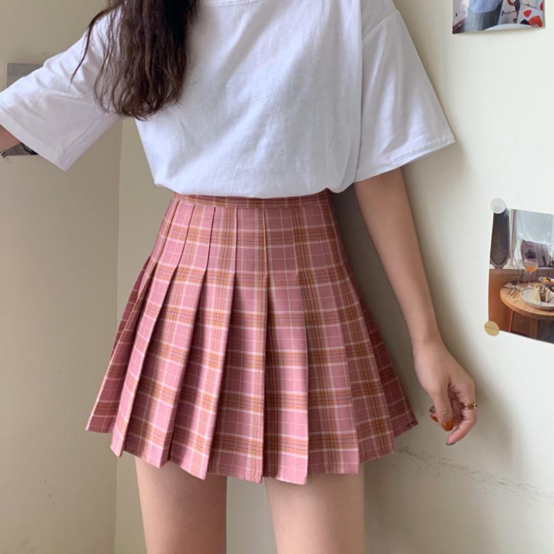 Blue Check Skirt - WOMONA.COM