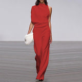 Pile Collar Jumpsuit - WOMONA.COM