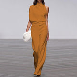 Pile Collar Jumpsuit - WOMONA.COM