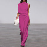 Pile Collar Jumpsuit - WOMONA.COM