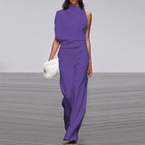 Pile Collar Jumpsuit - WOMONA.COM