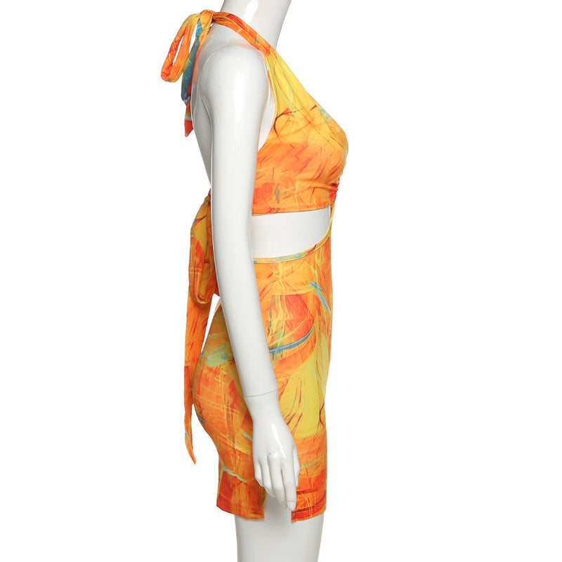 Digital Printing Backless Sheath Dress Women - WOMONA.COM