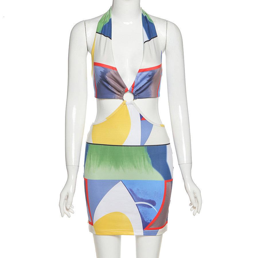 Digital Printing Backless Sheath Dress Women - WOMONA.COM