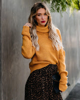 Turtleneck Pullover Sweater - WOMONA.COM