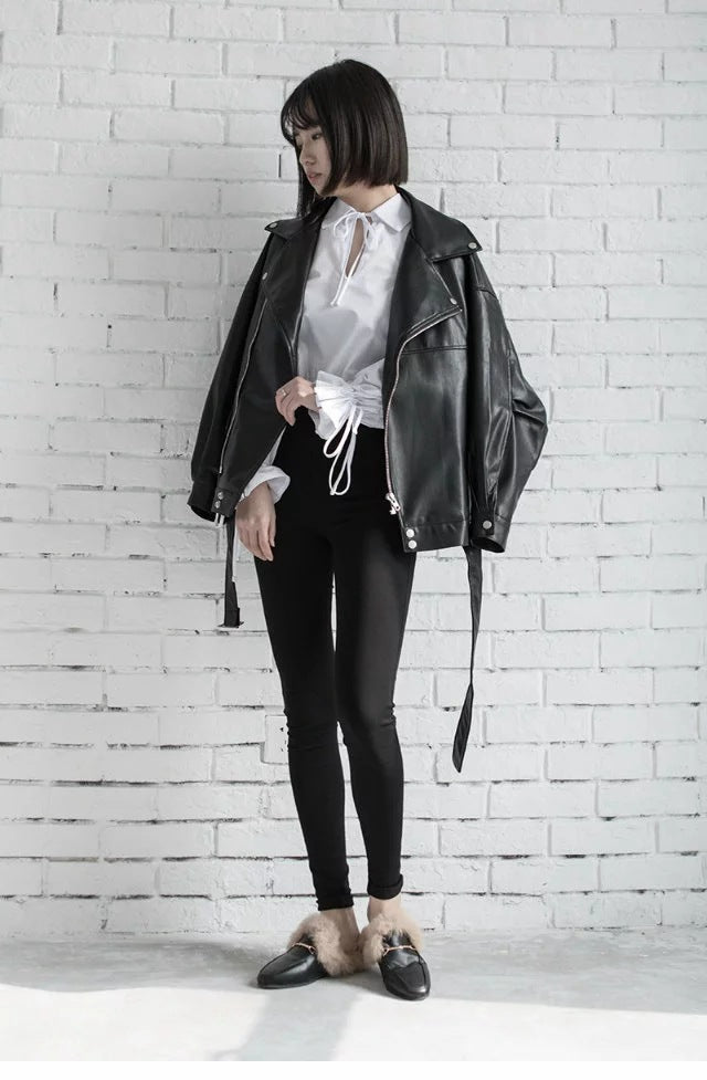 Leather Jacket Jacket - WOMONA.COM