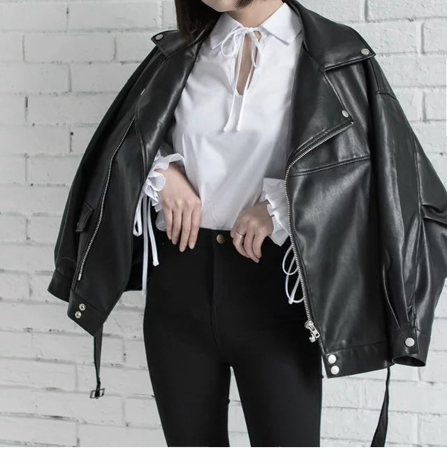 Leather Jacket Jacket - WOMONA.COM