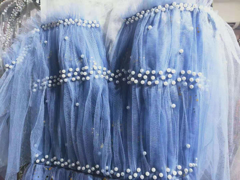 One-Shoulder Noble Temperament Starry Sky Birthday Bride Toast Dress Long - WOMONA.COM