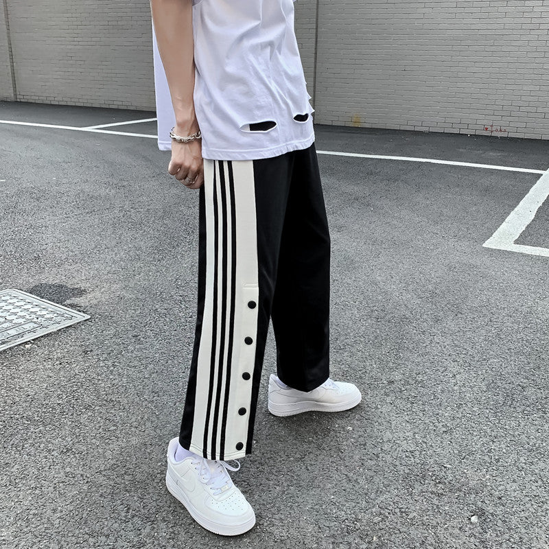 Style Buttoned Straight Leg Sweatpants - WOMONA.COM