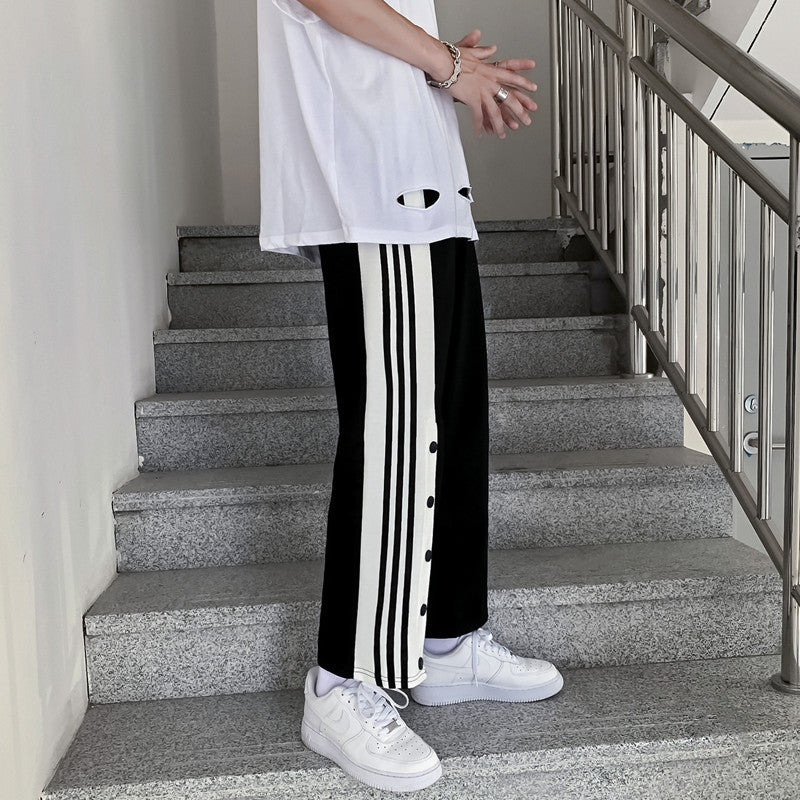 Style Buttoned Straight Leg Sweatpants - WOMONA.COM