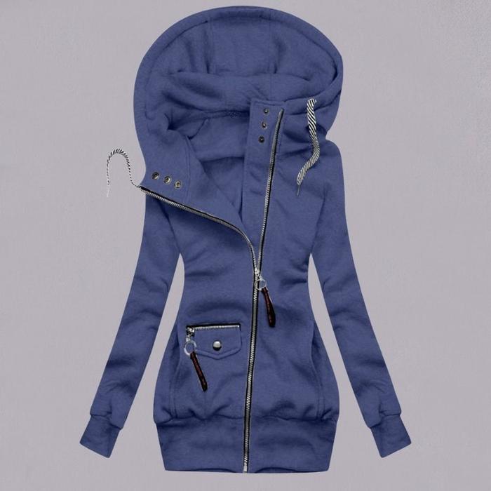 winter stitching hooded slim coat - WOMONA.COM