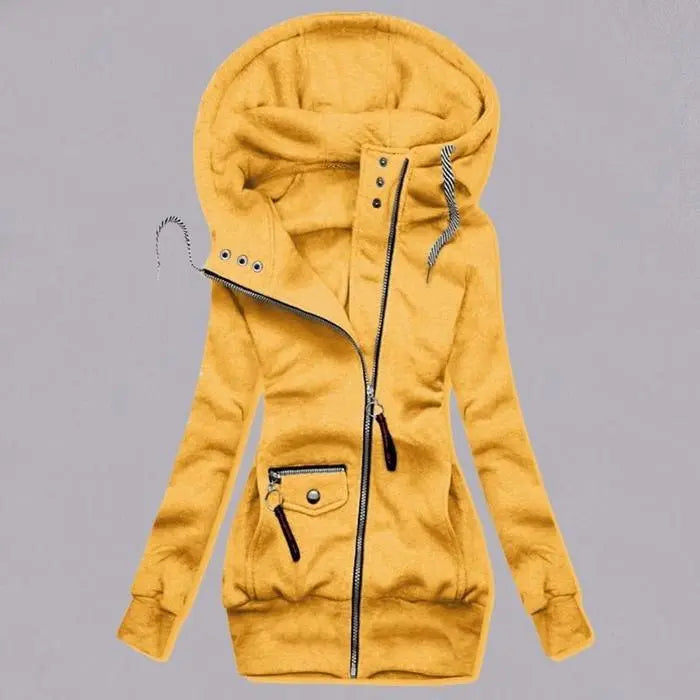winter stitching hooded slim coat - WOMONA.COM