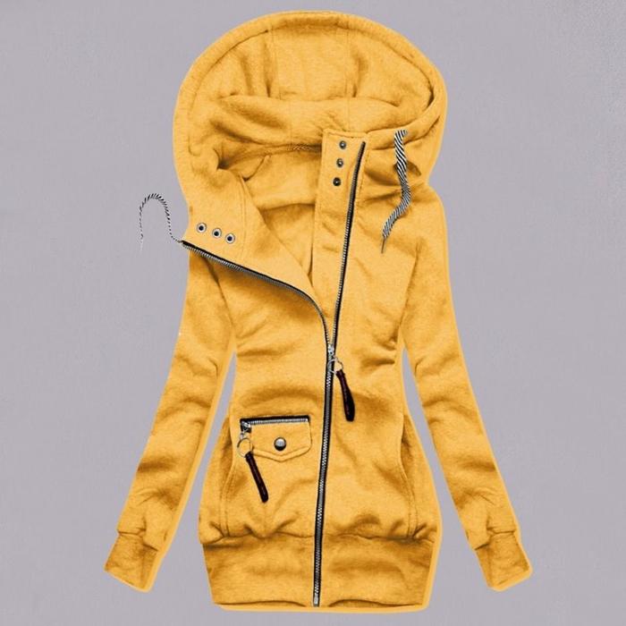 winter stitching hooded slim coat - WOMONA.COM
