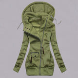 winter stitching hooded slim coat - WOMONA.COM