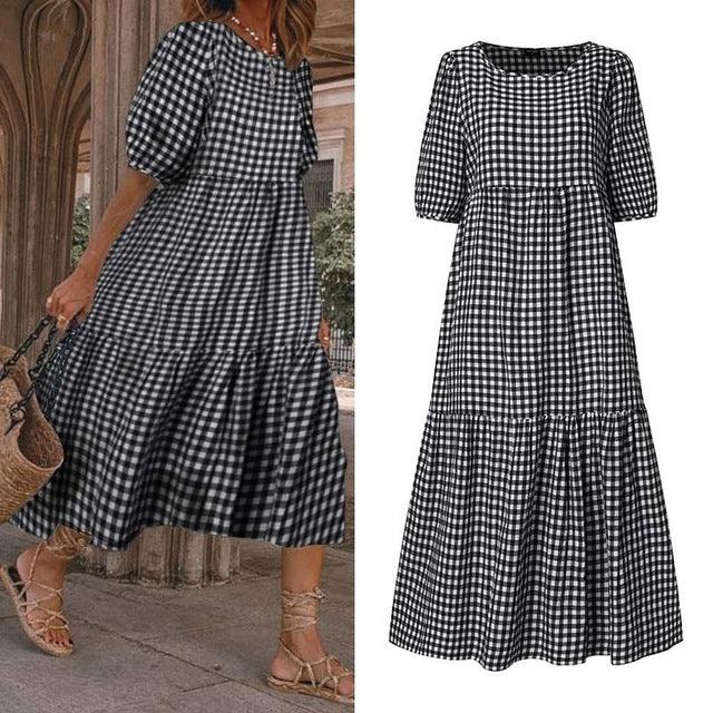 Summer Dress 2023 Women Casual Short Sleeve Dresses Pink - WOMONA.COM