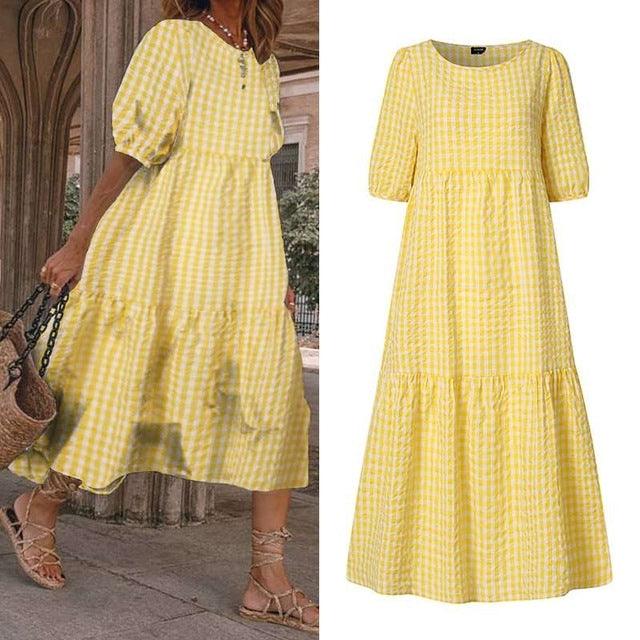 Summer Dress 2023 Women Casual Short Sleeve Dresses Pink - WOMONA.COM