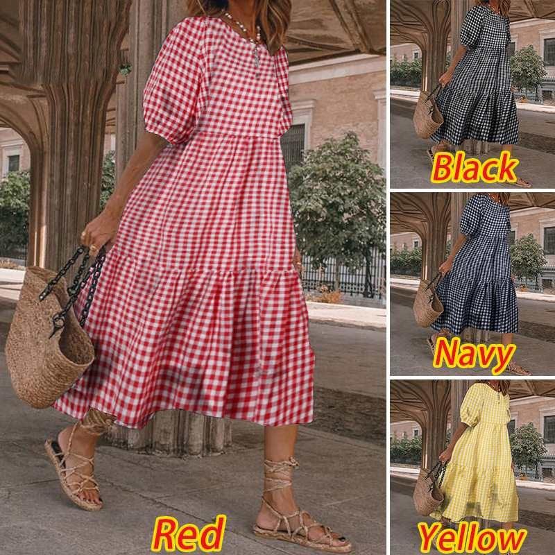 Summer Dress 2023 Women Casual Short Sleeve Dresses Pink - WOMONA.COM