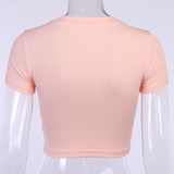 Umbilical Short-Sleeved T-shirt - WOMONA.COM