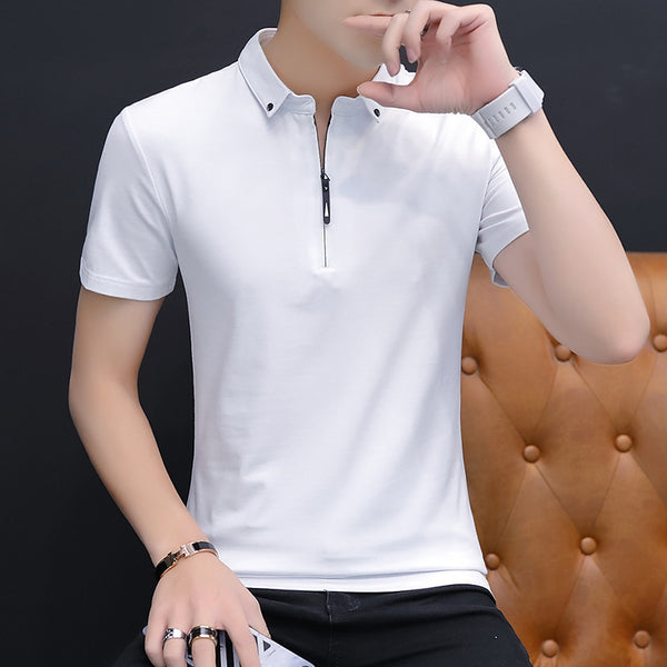 Trendy Cotton Short Sleeve T-shirt Men - WOMONA.COM