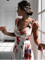 Flower sleek sleeveless sling dress - WOMONA.COM