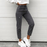 Straight-leg Mid-rise Jeans - WOMONA.COM