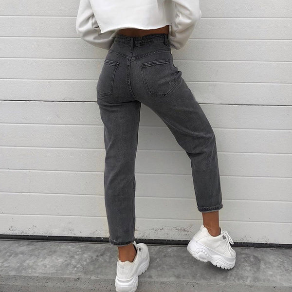 Straight-leg Mid-rise Jeans - WOMONA.COM