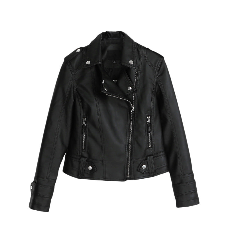 Slim Leather Jacket - WOMONA.COM