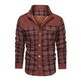 Plus Velvet Plaid Shirt - WOMONA.COM